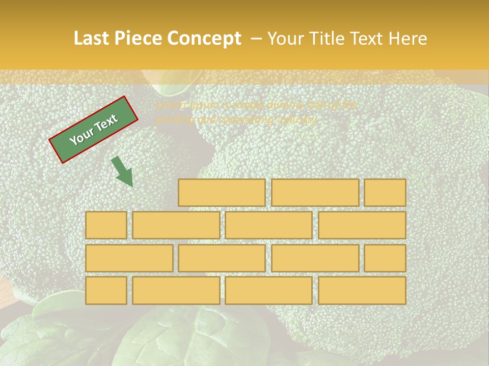 Broccoli, Cos Lettuce And Baby Spinach Leaves In Arrangement. PowerPoint Template
