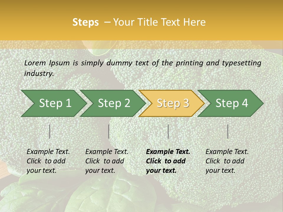 Broccoli, Cos Lettuce And Baby Spinach Leaves In Arrangement. PowerPoint Template