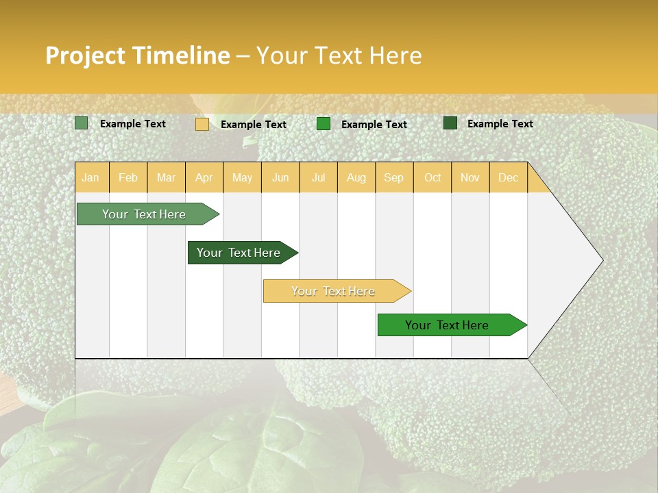 Broccoli, Cos Lettuce And Baby Spinach Leaves In Arrangement. PowerPoint Template