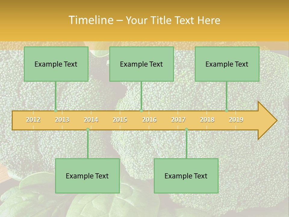 Broccoli, Cos Lettuce And Baby Spinach Leaves In Arrangement. PowerPoint Template