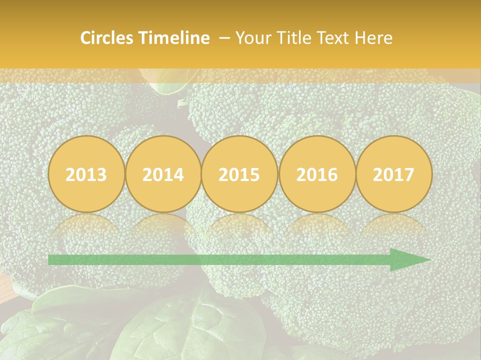 Broccoli, Cos Lettuce And Baby Spinach Leaves In Arrangement. PowerPoint Template