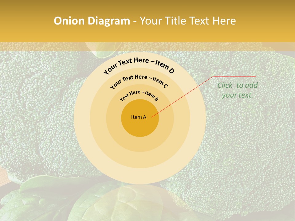 Broccoli, Cos Lettuce And Baby Spinach Leaves In Arrangement. PowerPoint Template