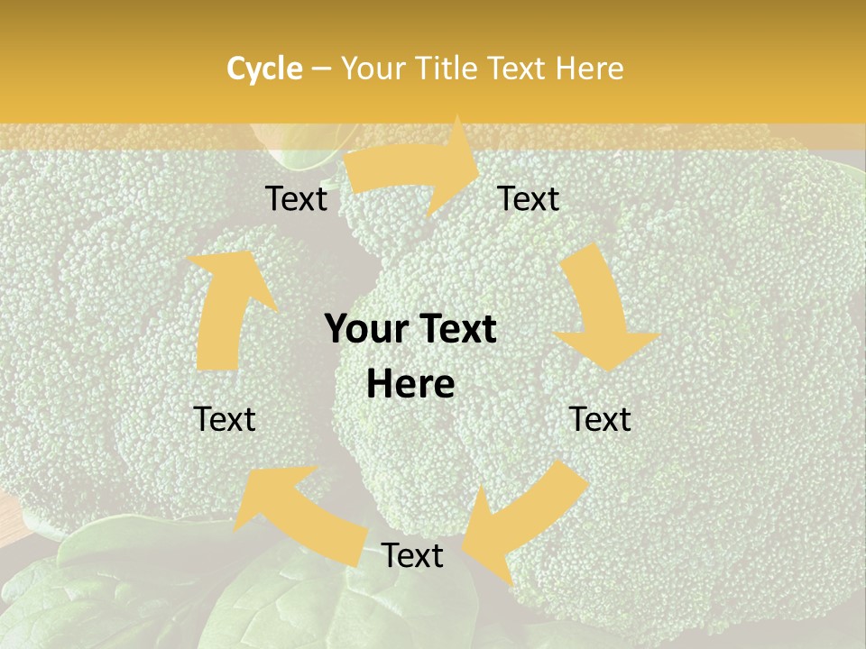 Broccoli, Cos Lettuce And Baby Spinach Leaves In Arrangement. PowerPoint Template