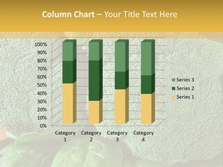 Broccoli, Cos Lettuce And Baby Spinach Leaves In Arrangement. PowerPoint Template