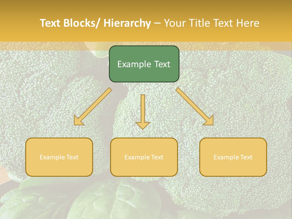 Broccoli, Cos Lettuce And Baby Spinach Leaves In Arrangement. PowerPoint Template