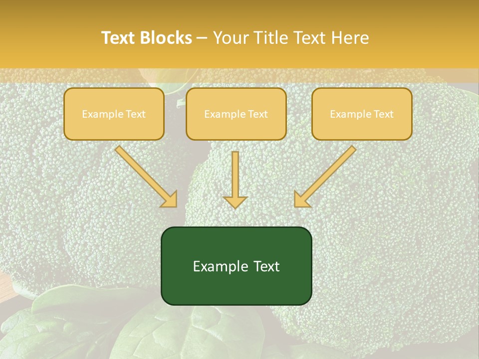 Broccoli, Cos Lettuce And Baby Spinach Leaves In Arrangement. PowerPoint Template