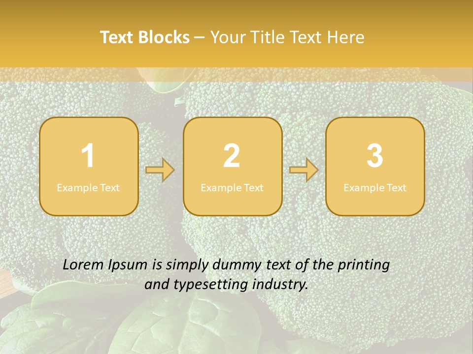 Broccoli, Cos Lettuce And Baby Spinach Leaves In Arrangement. PowerPoint Template