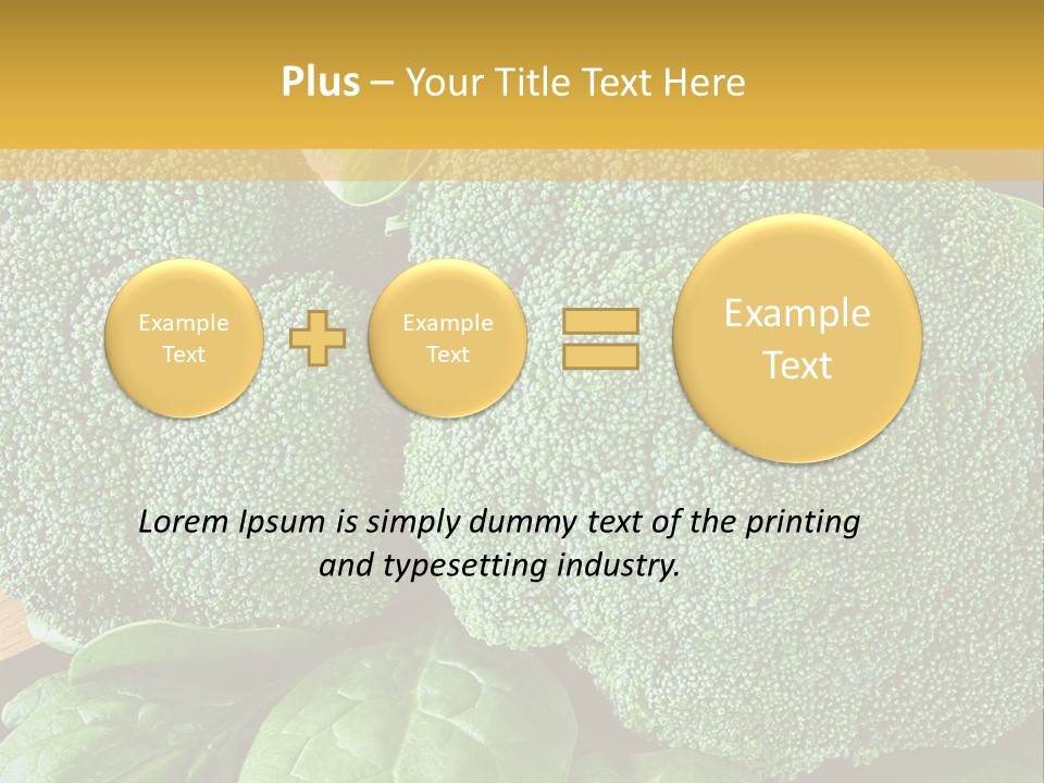 Broccoli, Cos Lettuce And Baby Spinach Leaves In Arrangement. PowerPoint Template