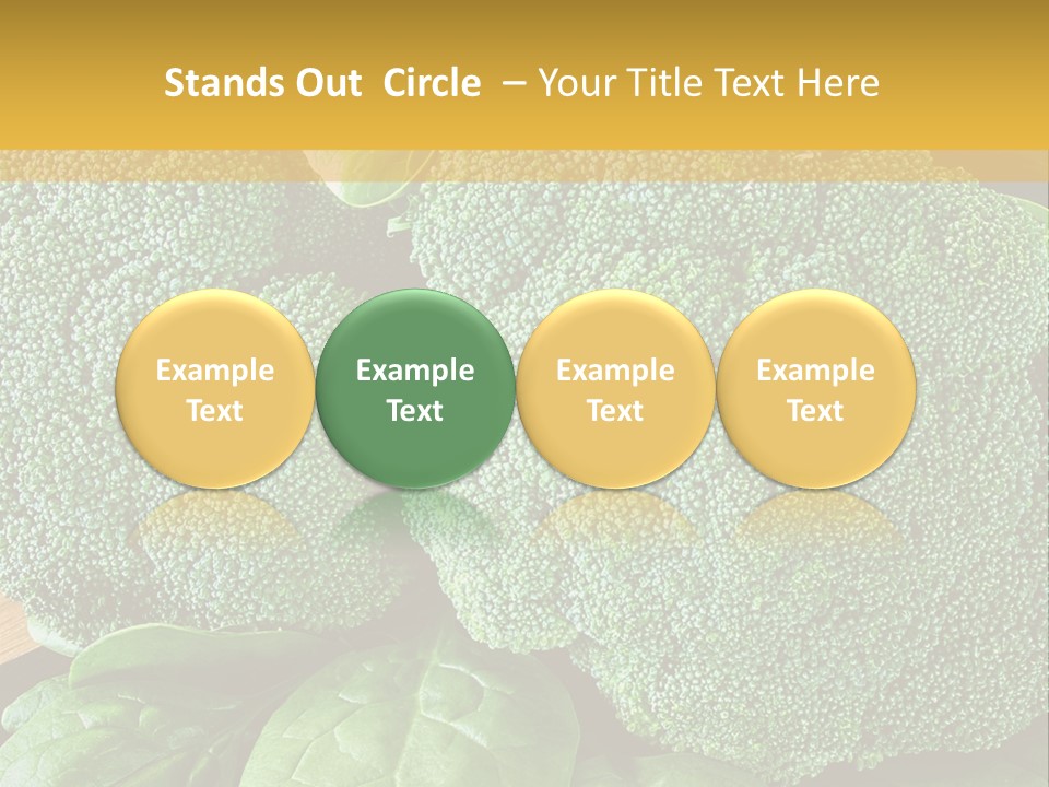 Broccoli, Cos Lettuce And Baby Spinach Leaves In Arrangement. PowerPoint Template