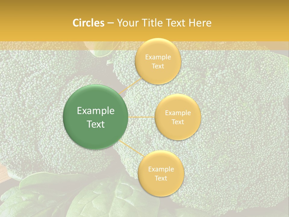 Broccoli, Cos Lettuce And Baby Spinach Leaves In Arrangement. PowerPoint Template