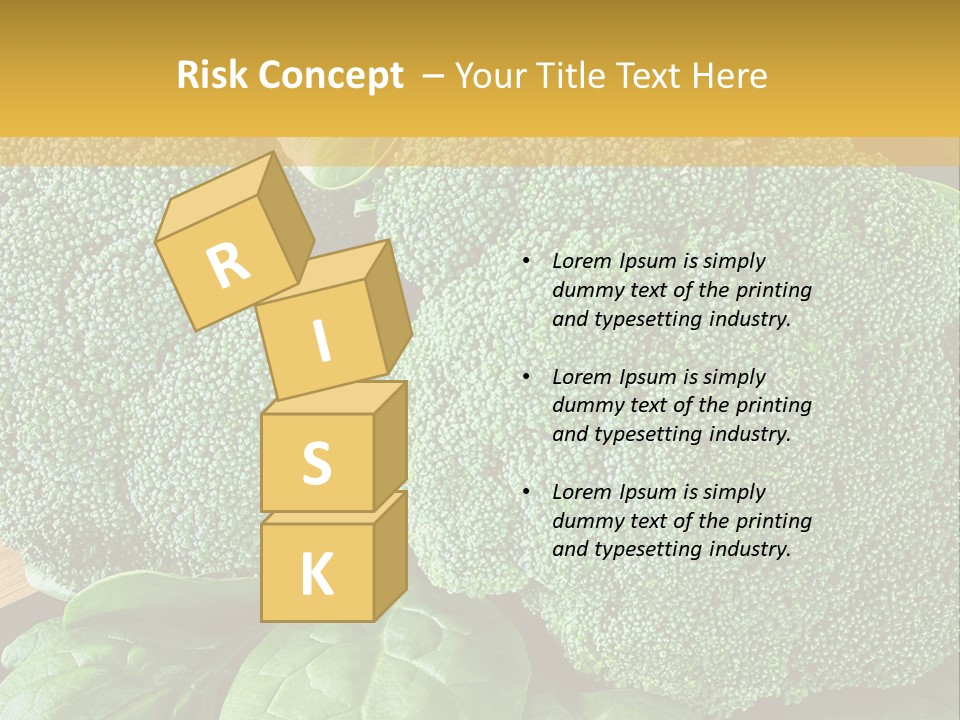 Broccoli, Cos Lettuce And Baby Spinach Leaves In Arrangement. PowerPoint Template