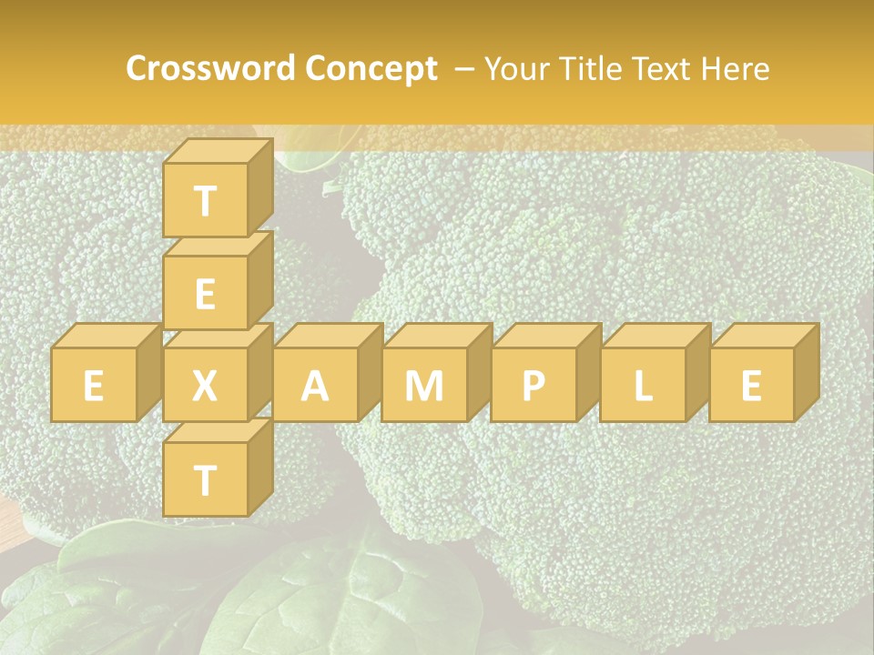 Broccoli, Cos Lettuce And Baby Spinach Leaves In Arrangement. PowerPoint Template