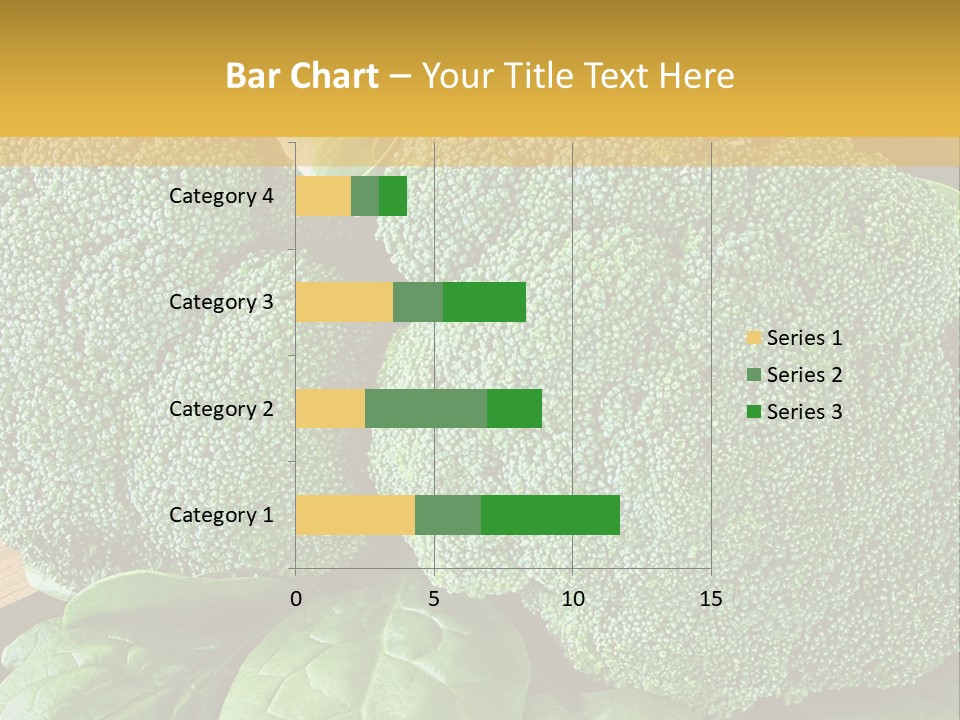 Broccoli, Cos Lettuce And Baby Spinach Leaves In Arrangement. PowerPoint Template