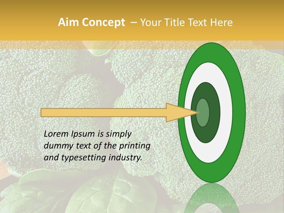 Broccoli, Cos Lettuce And Baby Spinach Leaves In Arrangement. PowerPoint Template