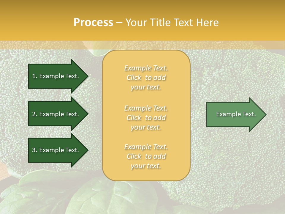 Broccoli, Cos Lettuce And Baby Spinach Leaves In Arrangement. PowerPoint Template