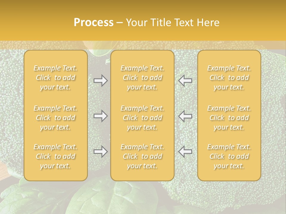 Broccoli, Cos Lettuce And Baby Spinach Leaves In Arrangement. PowerPoint Template
