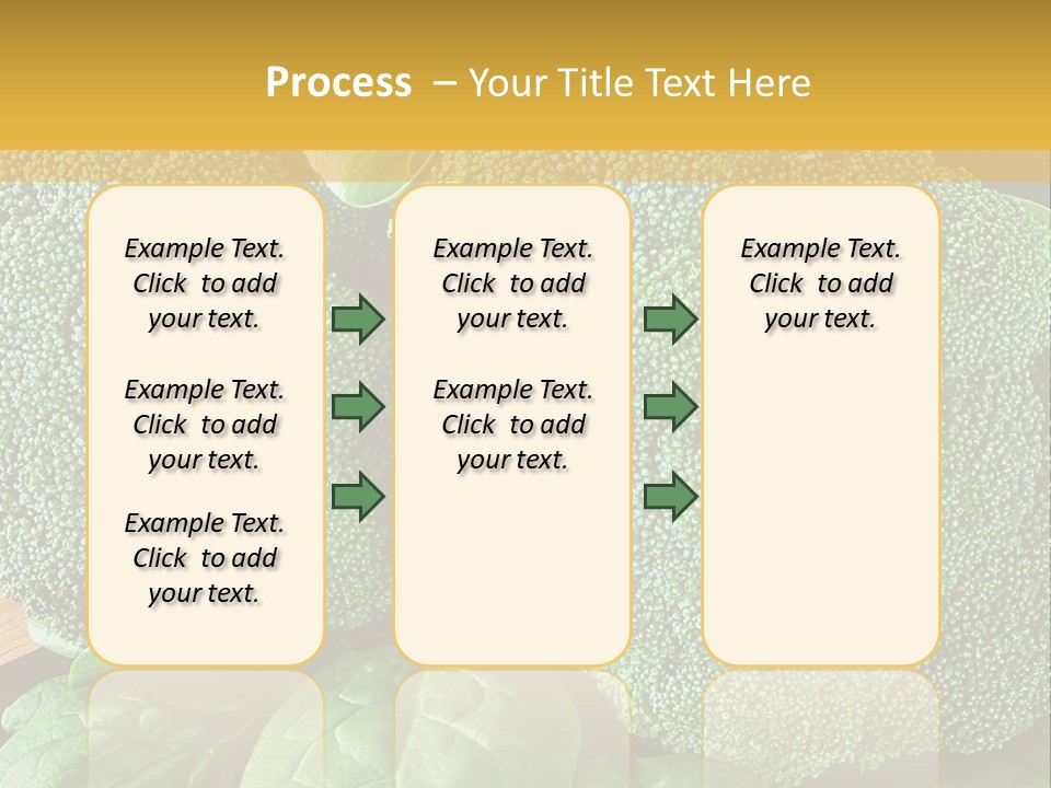 Broccoli, Cos Lettuce And Baby Spinach Leaves In Arrangement. PowerPoint Template