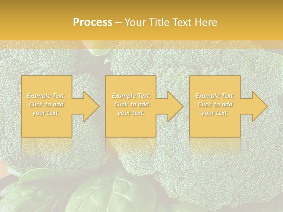 Broccoli, Cos Lettuce And Baby Spinach Leaves In Arrangement. PowerPoint Template