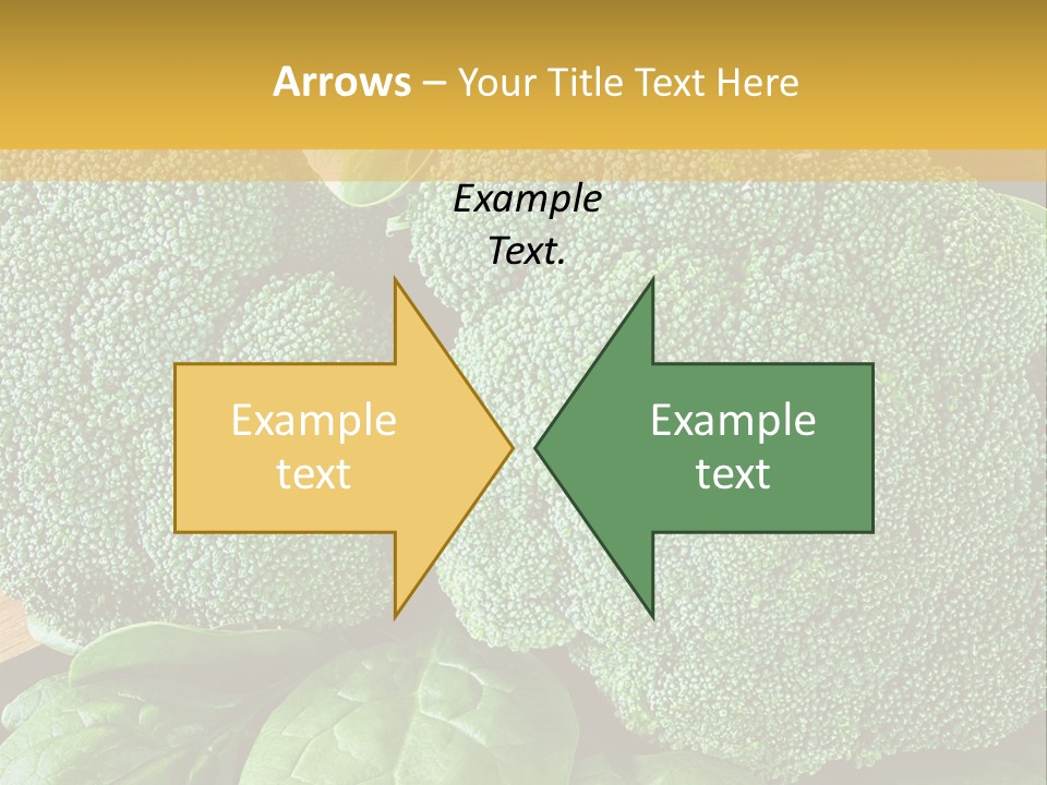Broccoli, Cos Lettuce And Baby Spinach Leaves In Arrangement. PowerPoint Template