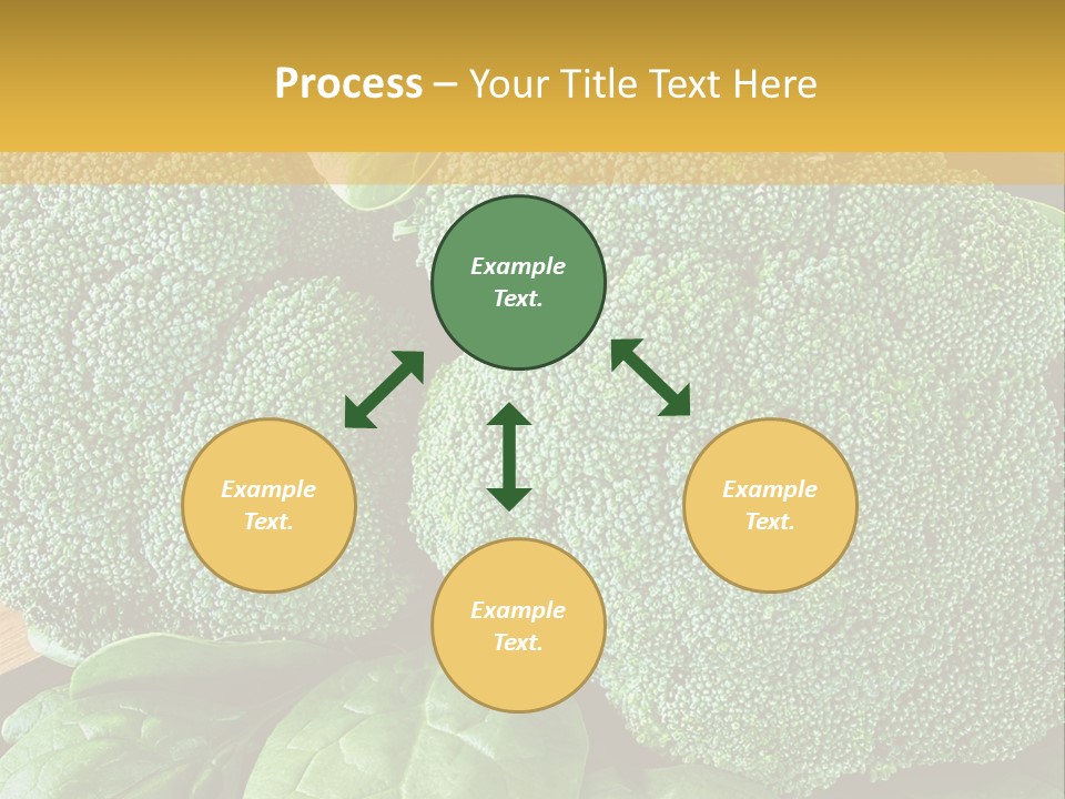 Broccoli, Cos Lettuce And Baby Spinach Leaves In Arrangement. PowerPoint Template