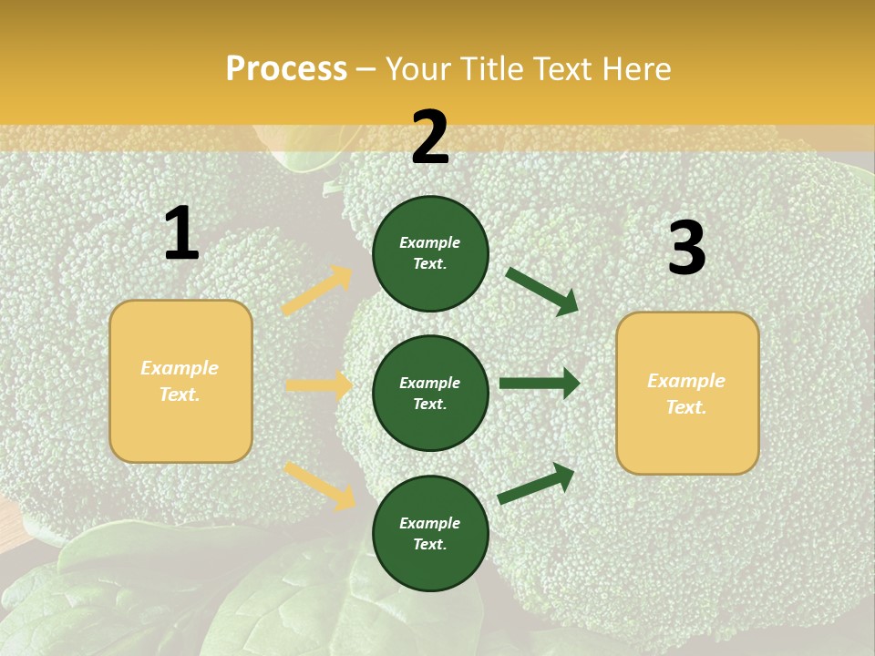 Broccoli, Cos Lettuce And Baby Spinach Leaves In Arrangement. PowerPoint Template