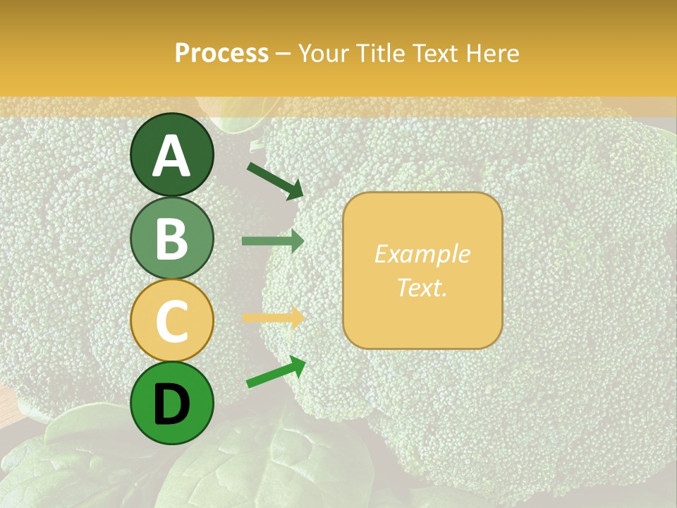 Broccoli, Cos Lettuce And Baby Spinach Leaves In Arrangement. PowerPoint Template