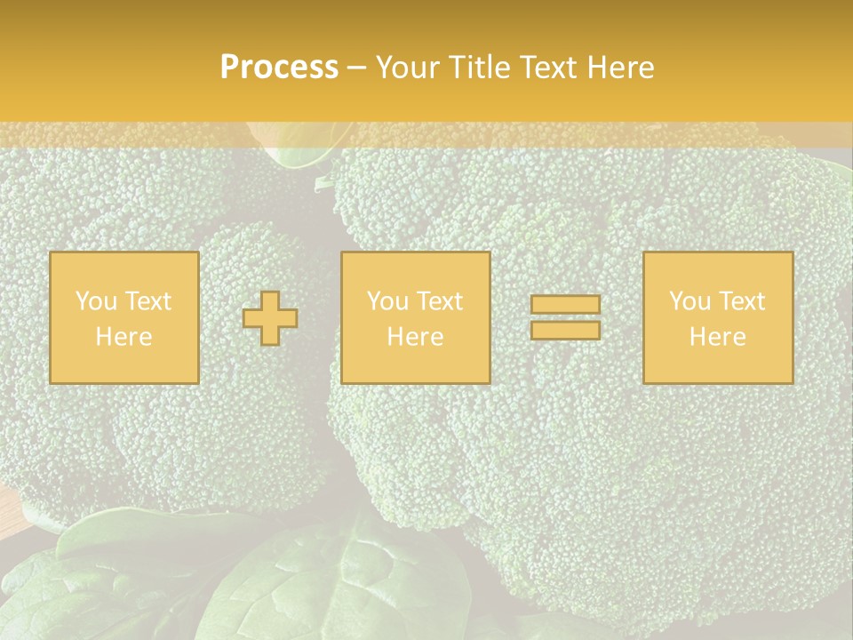 Broccoli, Cos Lettuce And Baby Spinach Leaves In Arrangement. PowerPoint Template