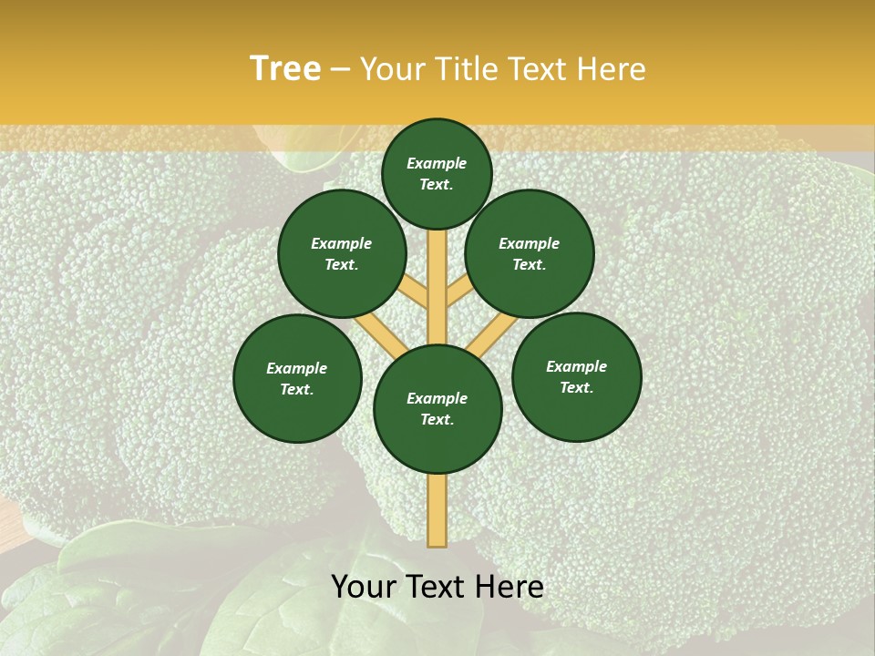 Broccoli, Cos Lettuce And Baby Spinach Leaves In Arrangement. PowerPoint Template