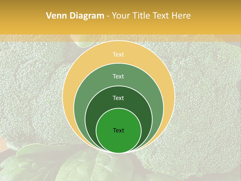 Broccoli, Cos Lettuce And Baby Spinach Leaves In Arrangement. PowerPoint Template