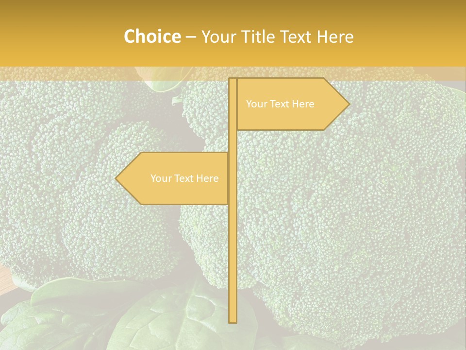 Broccoli, Cos Lettuce And Baby Spinach Leaves In Arrangement. PowerPoint Template