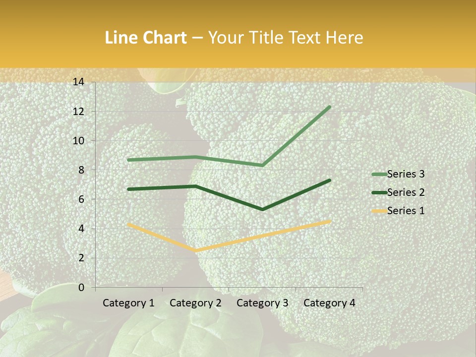 Broccoli, Cos Lettuce And Baby Spinach Leaves In Arrangement. PowerPoint Template