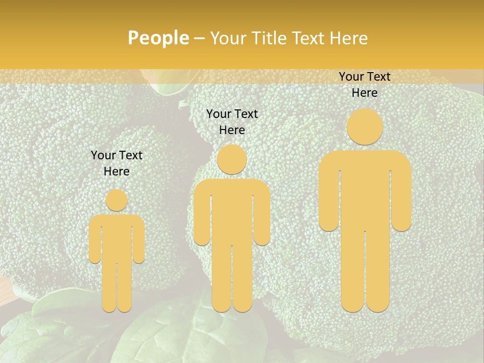 Broccoli, Cos Lettuce And Baby Spinach Leaves In Arrangement. PowerPoint Template