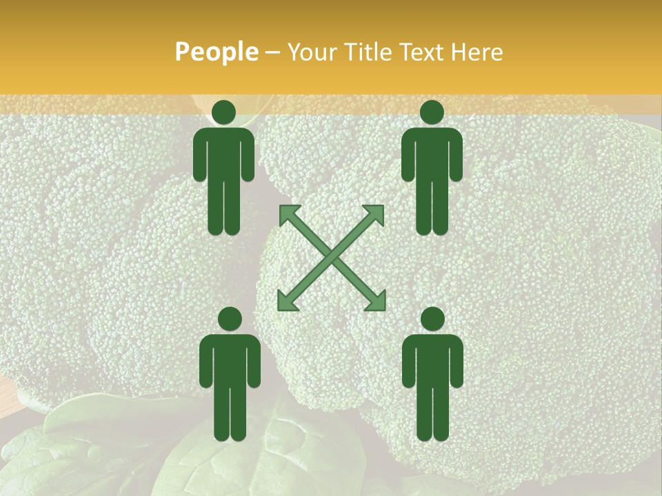 Broccoli, Cos Lettuce And Baby Spinach Leaves In Arrangement. PowerPoint Template