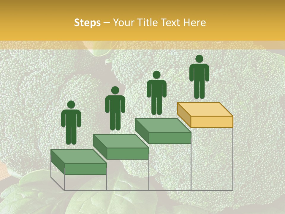 Broccoli, Cos Lettuce And Baby Spinach Leaves In Arrangement. PowerPoint Template
