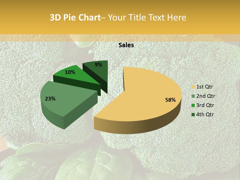 Broccoli, Cos Lettuce And Baby Spinach Leaves In Arrangement. PowerPoint Template