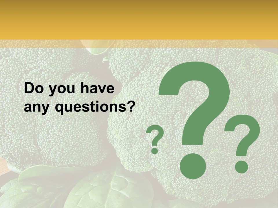 Broccoli, Cos Lettuce And Baby Spinach Leaves In Arrangement. PowerPoint Template