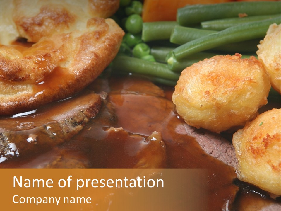 Sunday Roast Dinner With Beef And Yorkshire Pudding PowerPoint Template