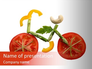 A Picture Of A Tomato And Asparagus On A White Background PowerPoint Template