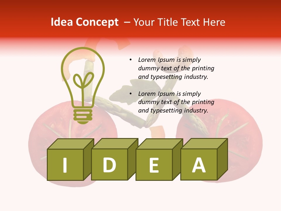 A Picture Of A Tomato And Asparagus On A White Background PowerPoint Template