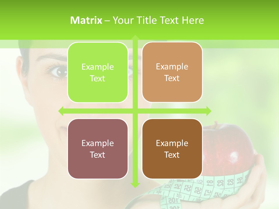 Young Woman Holding Red Apple And Measuring Tape PowerPoint Template