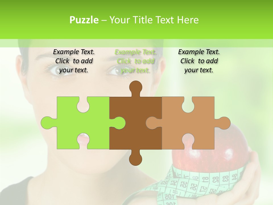 Young Woman Holding Red Apple And Measuring Tape PowerPoint Template