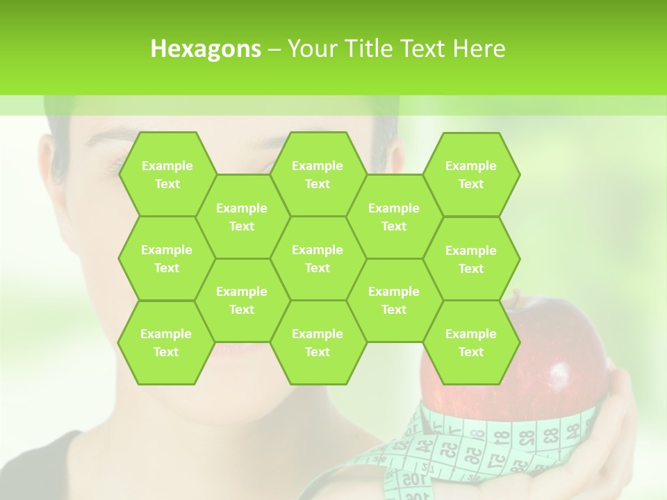 Young Woman Holding Red Apple And Measuring Tape PowerPoint Template