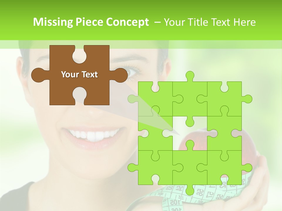 Young Woman Holding Red Apple And Measuring Tape PowerPoint Template