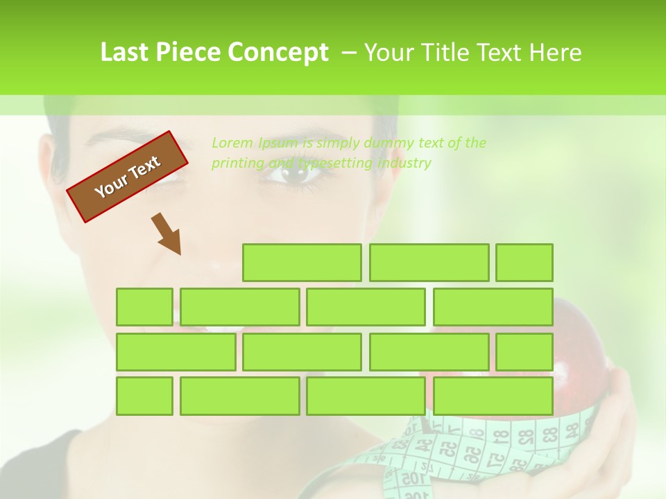 Young Woman Holding Red Apple And Measuring Tape PowerPoint Template