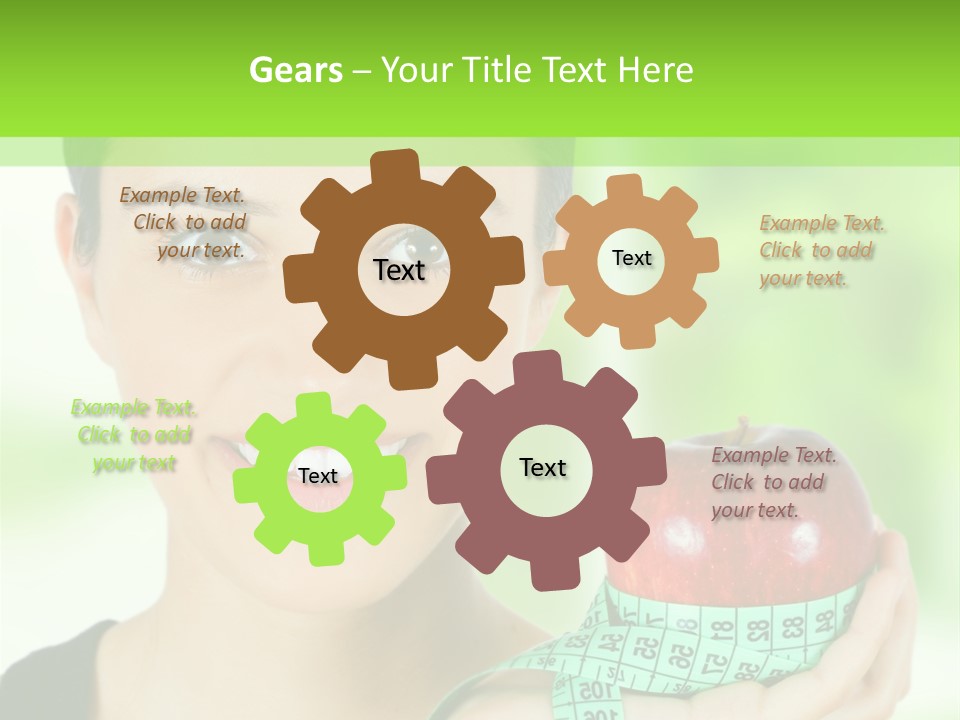 Young Woman Holding Red Apple And Measuring Tape PowerPoint Template