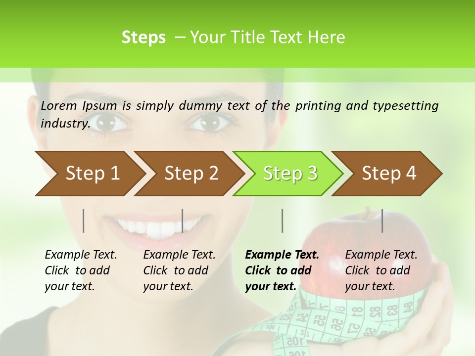 Young Woman Holding Red Apple And Measuring Tape PowerPoint Template