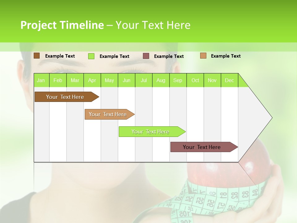 Young Woman Holding Red Apple And Measuring Tape PowerPoint Template