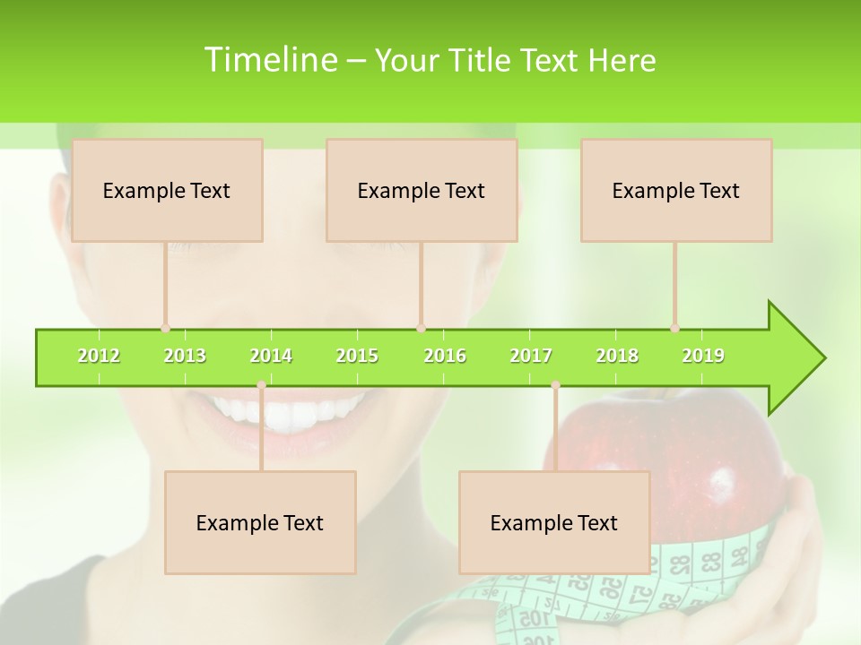 Young Woman Holding Red Apple And Measuring Tape PowerPoint Template