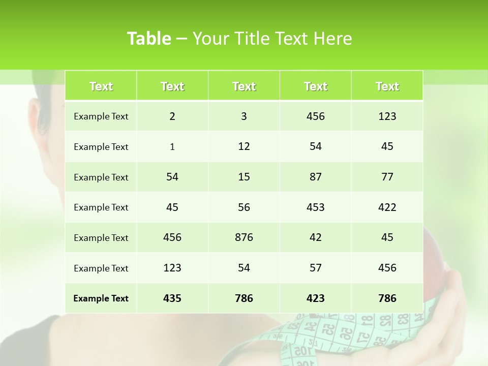 Young Woman Holding Red Apple And Measuring Tape PowerPoint Template