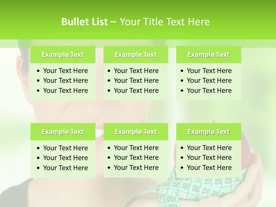 Young Woman Holding Red Apple And Measuring Tape PowerPoint Template